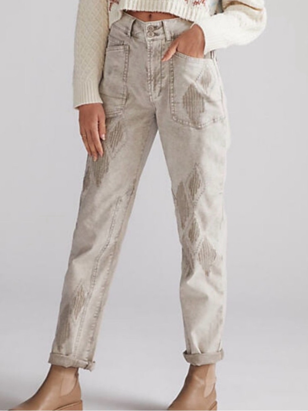 Anthropologie Pilcro Wanderer Embroidered Utility Pants Size 28